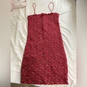 NWT American Eagle Red & White Floral Smocked Dress